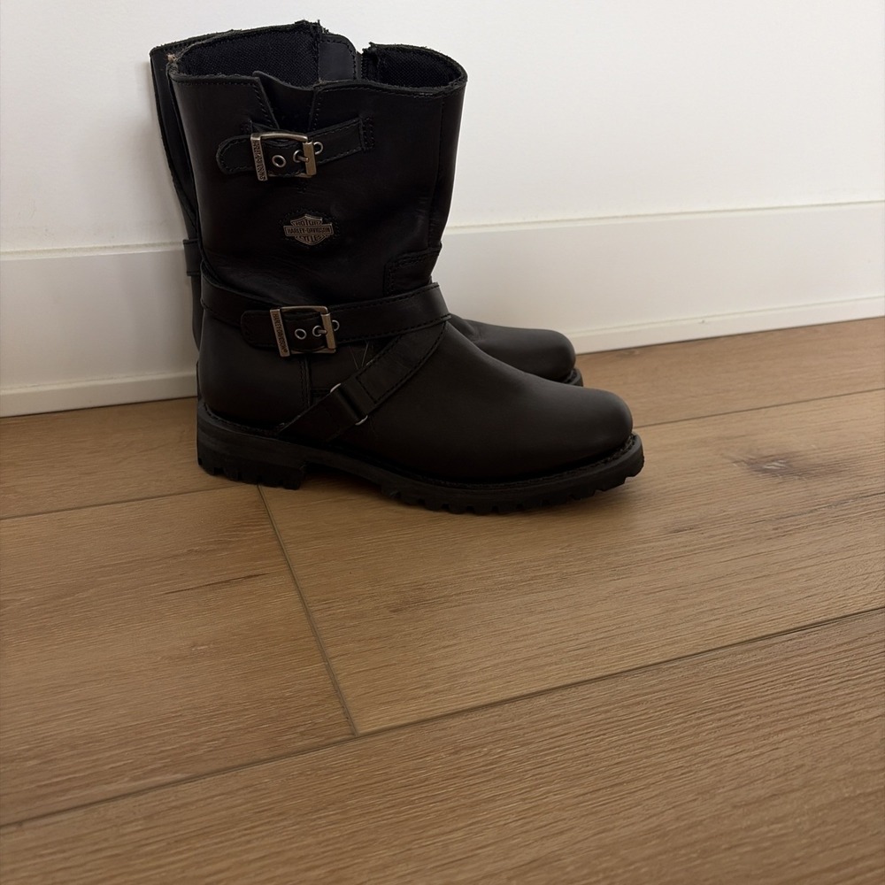 HARLEY DAVIDSON Womens 8.5 Leather KAT Riding Boots Motorcycle Biker BLACK